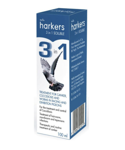 Harkers 3 in 1 Soluble - Treatment of Coccidiosis, Canker and Worms in Birds